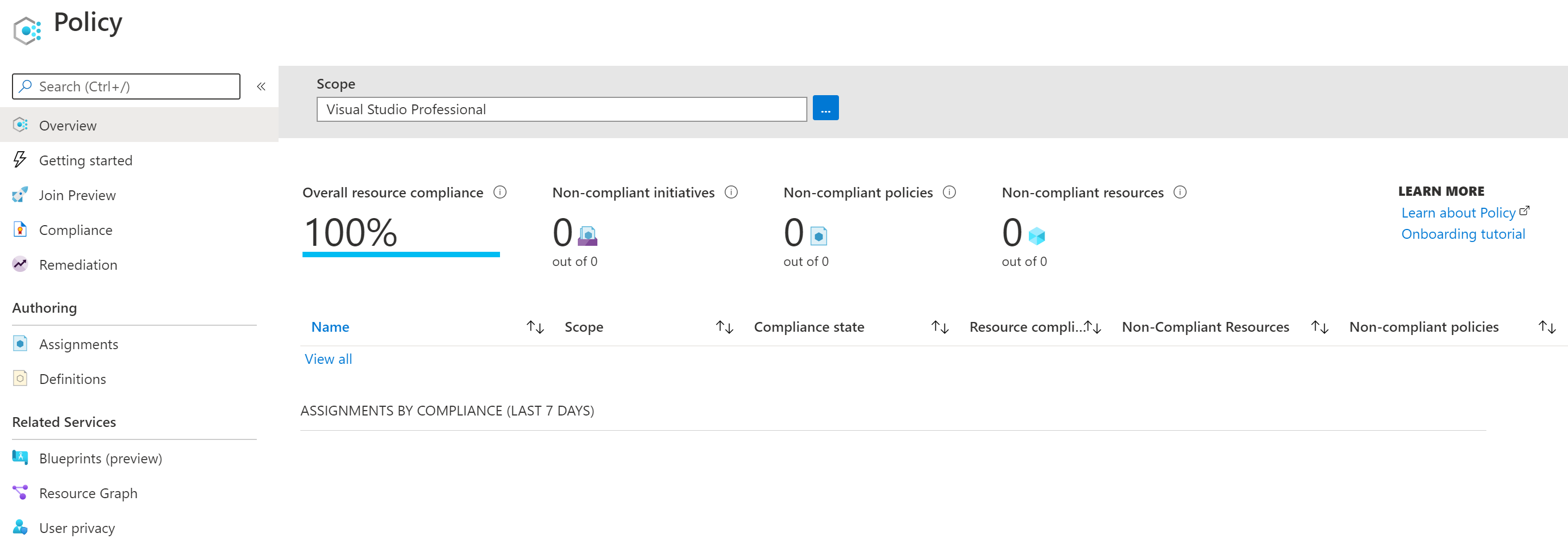 azure demo environment policy compliance